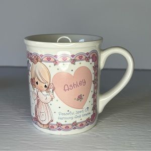 Precious Moments Pink Heart "Ashley" Name & Meaning Mug Coffee Cup Tea Cup 1994